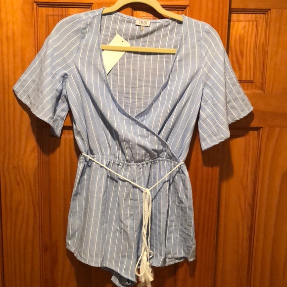 Striped Blue Romper 💙 - Picture 2 of 6